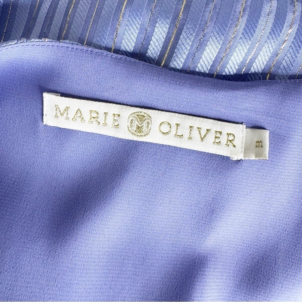 MARIE OLIVER Silk Uma Ruffle Midi Dress in Blue Jay Size M - Picture 11 of 13
